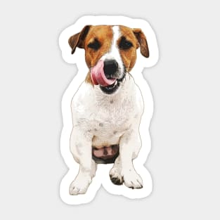 Jack Russell Terrier Dog Cute Wink and Lick Sticker